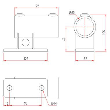 Doughty Engineering Kreuzstück mit zwei Muffen – zweites Bild