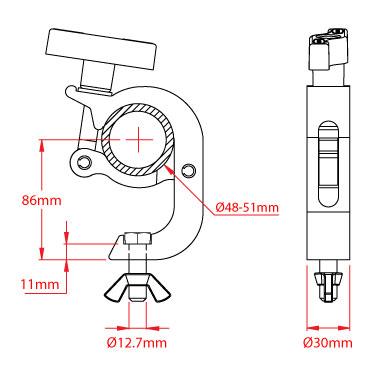 Doughty 50mm Triggerhaken-Klemme (mit M12-Befestigung) [Multi-Pack] - Doughty Engineering - Rigging-Geräte - MTN Shop DACH